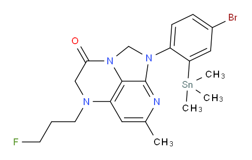 1-(4-bromo-2-(trimethylstannyl)phenyl)-5-(3-fluoropropyl)-7-methyl-4,5-dihydro-1H-1,2a,5,8-tetraazaacenaphthylen-3(2H)-one