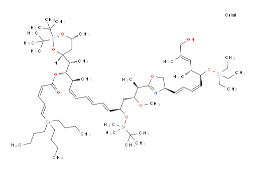 (2Z,4E)-(2R,3S,4S,5Z,7E,9E,11R,13R,14R)-11-((tert-butyldimethylsilyl)oxy)-2-((4S,6R)-2,2-di-tert-butyl-6-methyl-1,3,2-dioxasilinan-4-yl)-14-((R)-4-((1E,3Z,5S,6R,7E)-9-hydroxy-6,8-dimethyl-5-((triethylsilyl)oxy)nona-1,3,7-trien-1-yl)-4,5-dihydrooxazol-2-yl)-13-methoxy-4-methylpentadeca-5,7,9-trien-3-yl 5-(tributylstannyl)penta-2,4-dienoate