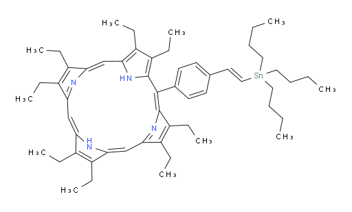 2,3,7,8,12,13,17,18-Octaethyl-5-[4-[(1E)-2-(tributylstannyl)ethenyl]phenyl]-21H,23H-porphine