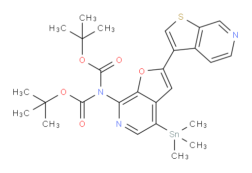 1,3-Bis(1,1-dimethylethyl) 2-[2-thieno[2,3-c]pyridin-3-yl-4-(trimethylstannyl)furo[2,3-c]pyridin-7-yl]imidodicarbonate