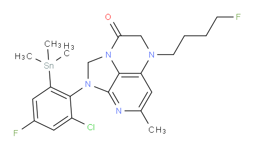 1-(2-chloro-4-fluoro-6-(trimethylstannyl)phenyl)-5-(4-fluorobutyl)-7-methyl-4,5-dihydro-1H-1,2a,5,8-tetraazaacenaphthylen-3(2H)-one