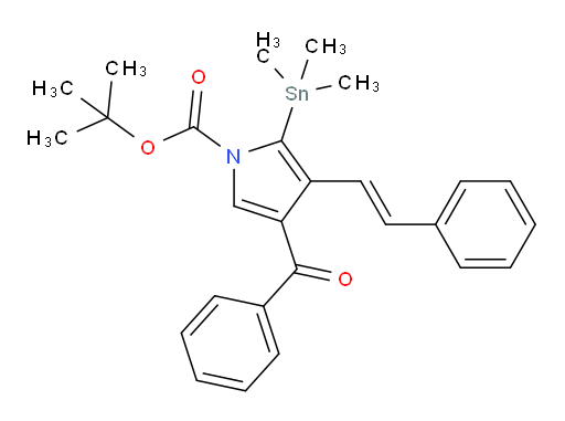 (E)-叔丁基 4-苯甲酰基-3-苯乙烯基-2-(三甲基锡基)-1H-吡咯-1-甲酸酯