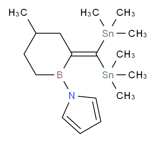 1-(2-(双(三甲基锡基)亚甲基)-4-甲基硼杂环己烷-1-基)-1H-吡咯