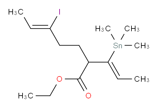 (Z)-ethyl 5-iodo-2-((Z)-1-(trimethylstannyl)prop-1-en-1-yl)hept-5-enoate