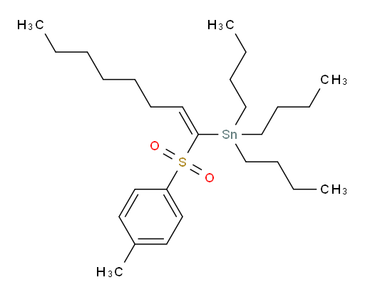 (E)-三丁基(1-对甲苯磺酰基辛-1-烯-1-基)锡烷