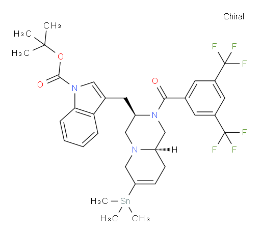 叔丁基 3-(((3R,9aR)-2-(3,5-双(三氟甲基)苯甲酰基)-7-(三甲基锡基)-2,3,4,6,9,9a-六氢-1H-吡啶并[1,2-a]吡嗪-3-基)甲基)-1H-吲哚-1-甲酸酯
