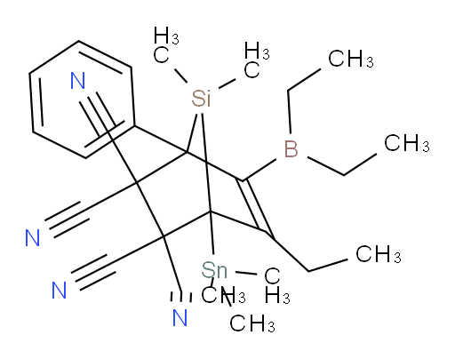5-(二乙基boryl)-6-乙基-7,7-二甲基-4-苯基-1-(三甲基锡基)-7-硅杂双环[2.2.1]庚-5-烯-2,2,3,3-四氰基