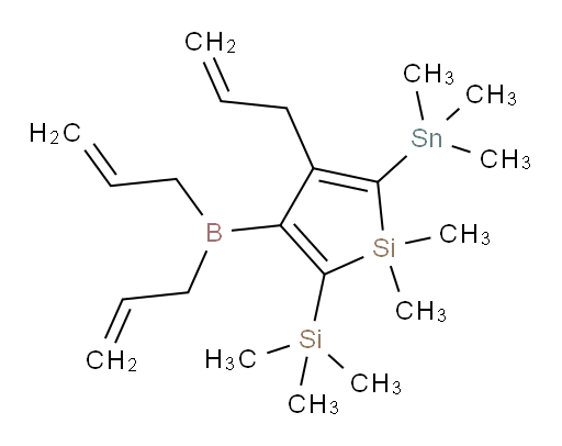 3-烯丙基-4-(二烯丙基boryl)-1,1-二甲基-5-(三甲基硅基)-2-(三甲基锡基)-1H-硅杂环戊烯