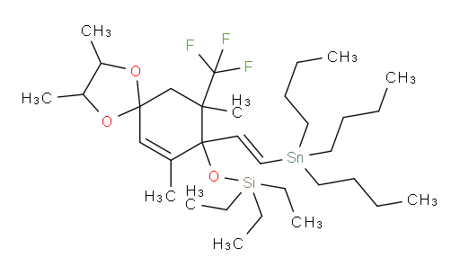 (E)-三乙基((2,3,7,9-四甲基-8-(2-(三丁基锡基)乙烯基)-9-(三氟甲基)-1,4-二氧杂螺[4.5]癸-6-烯-8-氧基))硅烷