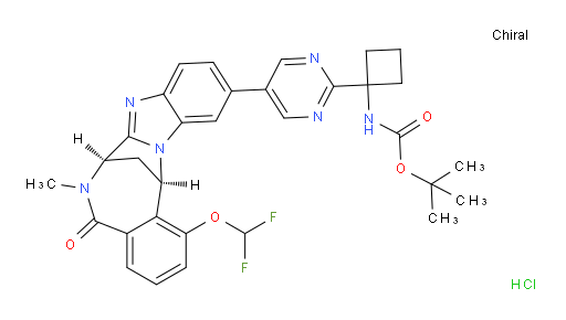 tert-butyl (1-(5-((7R,14R)-1-(difluoromethoxy)-6-methyl-5-oxo-5,6,7,14-tetrahydro-7,14-methanobenzo[f]benzo[4,5]imidazo[1,2-a][1,4]diazocin-11-yl)pyrimidin-2-yl)cyclobutyl)carbamate hydrochloride