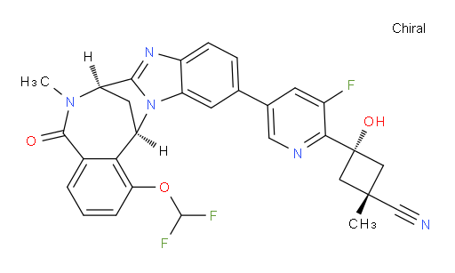 cis-3-[5-[(7R,14R)-1-(Difluoromethoxy)-5,6,7,14-tetrahydro-6-methyl-5-oxo-7,14-methanobenzimidazo[1,2-b][2,5]benzodiazocin-11-yl]-3-fluoropyridin-2-yl]-3-hydroxy-1-methylcyclobutane-carbonitrile