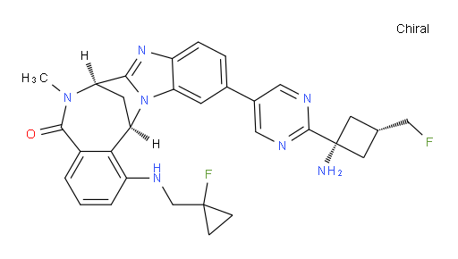 (7R,14R)-11-[2-[cis-1-amino-3-(fluoromethyl)cyclobutyl]pyrimidin-5-yl]-1-[[(1-fluoro-cyclopropyl)methyl]amino]-6,7-dihydro-6-methyl-7,14-Methanobenzimidazo[1,2-b][2,5]benzodiazocin-5(14H)--one