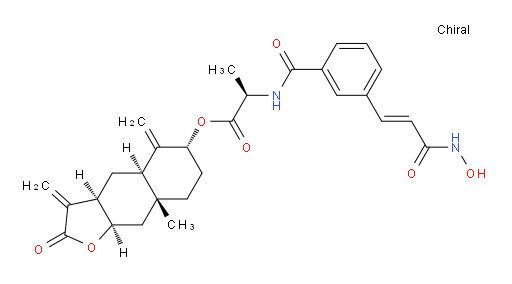 (R)-(3aR,4aR,6R,8aR,9aR)-8a-methyl-3,5-dimethylene-2-oxododecahydronaphtho[2,3-b]furan-6-yl 2-(3-((E)-3-(hydroxyamino)-3-oxoprop-1-en-1-yl)benzamido)propanoate