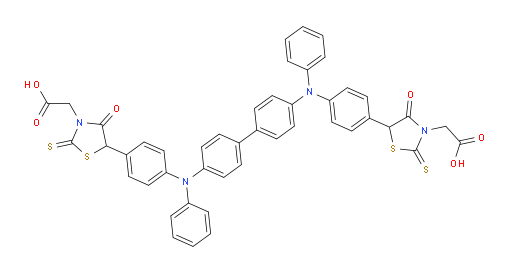 2,2'-(5,5'-(([1,1'-biphenyl]-4,4'-diylbis(phenylazanediyl))bis(4,1-phenylene))bis(4-oxo-2-thioxothiazolidine-5,3-diyl))diacetic acid