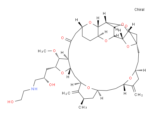 11,15:18,21:24,28-Triepoxy-7,9-ethano-12,15-methano-9H,15H-furo[3,2-i]furo[2′,3′:5,6]pyrano[4,3-b][1,4]dioxacyclopentacosin-5(4H)-one, hexacosahydro-2-[(2S)-2-hydroxy-3-[(2-hydroxyethyl)amino]propyl]-3-methoxy-26-methyl-20,27-bis(methylene)-, (2R,3R,3aS,7R,8aS,9S,10aR,11S,12R,13aR,13bS,15S,18S,21S,24S,26R,28R,29aS)- (9CI)