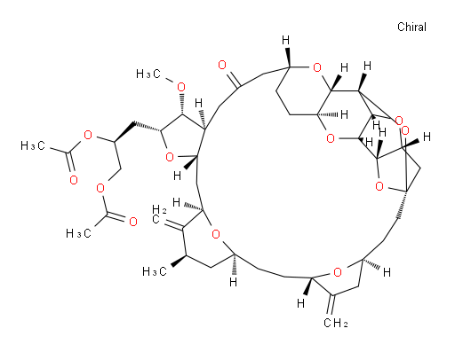 (2R,3R,3aS,7R,8aS,9S,10aR,11S,12R,13aR,13bS,15S,18S,21S,24S,26R,28R,29aS)-1-[(2S)-2,3-Bis(acetyloxy)propyl]hexacosahydro-2-methoxy-26-methyl-20,27-bis(methylene)-11,15:18,21:24,28-triepoxy-7,9-ethano-12,15-methano-9H,15H-furo[3,2-i]furo[2′,3′:5,6]pyrano[4,3-b][1,4]dioxacyclopentacosin-5(4H)-one (ACI)