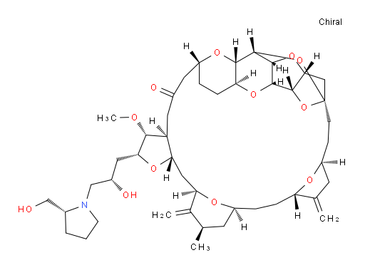 11,15:18,21:24,28-Triepoxy-7,9-ethano-12,15-methano-9H,15H-furo[3,2-i]furo[2′,3′:5,6]pyrano[4,3-b][1,4]dioxacyclopentacosin-5(4H)-one, hexacosahydro-2-[(2S)-2-hydroxy-3-[(2R)-2-(hydroxymethyl)-1-pyrrolidinyl]propyl]-3-methoxy-26-methyl-20,27-bis(methylene)-, (2R,3R,3aS,7R,8aS,9S,10aR,11S,12R,13aR,13bS,15S,18S,21S,24S,26R,28R,29aS)- (9CI)