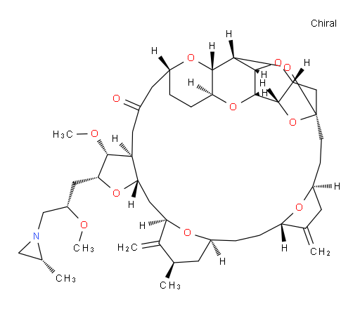 (2R,3R,3aS,7R,8aS,9S,10aR,11S,12R,13aR,13bS,15S,18S,21S,24S,26R,28R,29aS)-Hexacosahydro-3-methoxy-2-[(2S)-2-methoxy-3-[(2R)-2-methyl-1-aziridinyl]propyl]-26-methyl-20,27-bis(methylene)-11,15:18,21:24,28-triepoxy-7,9-ethano-12,15-methano-9H,15H-furo[3,2-i]furo[2′,3′:5,6]pyrano[4,3-b][1,4]dioxacyclopentacosin-5(4H)-one (ACI)