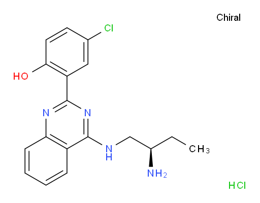 Phenol, 2-[4-[[(2R)-2-aminobutyl]amino]-2-quinazolinyl]-4-chloro-, hydrochloride (1:2) (ACI)