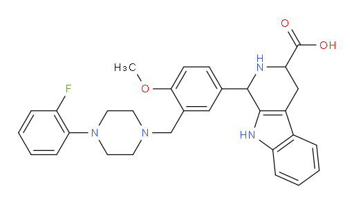 1-[3-[[4-(2-Fluorophenyl)-1-piperazinyl]methyl]-4-methoxyphenyl]-2,3,4,9-tetrahydro-1H-pyrido[3,4-b]indole-3-carboxylic acid (ACI)