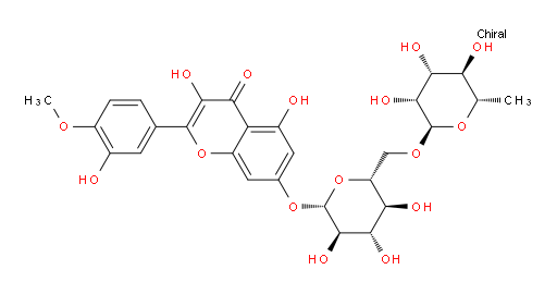7-[[6-O-(6-Deoxy-α-L-mannopyranosyl)-β-D-glucopyranosyl]oxy]-3,5-dihydroxy-2-(3-hydroxy-4-methoxyphenyl)-4H-1-benzopyran-4-one (ACI)