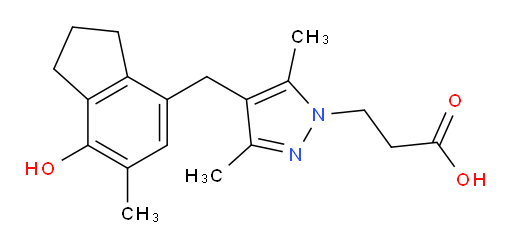 4-[(2,3-Dihydro-7-hydroxy-6-methyl-1H-inden-4-yl)methyl]-3,5-dimethyl-1H-pyrazole-1-propanoic acid (ACI)