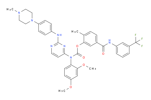 2-Methyl-5-[[[3-(trifluoromethyl)phenyl]amino]carbonyl]phenyl N-(2,4-dimethoxyphenyl)-N-[2-[[4-(4-methyl-1-piperazinyl)phenyl]amino]-4-pyrimidinyl]carbamate (ACI)