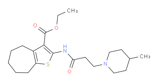 Ethyl 5,6,7,8-tetrahydro-2-[[3-(4-methyl-1-piperidinyl)-1-oxopropyl]amino]-4H-cyclohepta[b]thiophene-3-carboxylate (ACI)