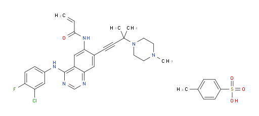 2-Propenamide, N-[4-[(3-chloro-4-fluorophenyl)amino]-7-[3-methyl-3-(4-methyl-1-piperazinyl)-1-butyn-1-yl]-6-quinazolinyl]-, 4-methylbenzenesulfonate (1:2) (ACI)