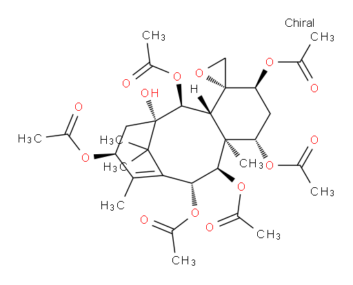 Spiro[6,10-methanobenzocyclodecene-4(6H),2′-oxirane]-1,3,5,6,8,11,12-heptol, 1,2,3,4a,5,7,8,11,12,12a-decahydro-9,12a,13,13-tetramethyl-, 1,3,5,8,11,12-hexaacetate, (1S,2′R,3S,4aR,5S,6S,8S,11R,12R,12aS)- (9CI)