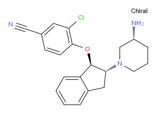 4-[[(1R,2R)-2-[(3R)-3-Amino-1-piperidinyl]-2,3-dihydro-1H-inden-1-yl]oxy]-3-chlorobenzonitrile (ACI)