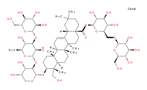 Olean-12-en-28-oic acid, 3-[(O-β-D-glucopyranosyl-(1→3)-O-6-deoxy-α-L-mannopyranosyl-(1→2)-α-L-arabinopyranosyl)oxy]-23-hydroxy-, 6-O-β-D-glucopyranosyl-β-D-glucopyranosyl ester, (3β,4α)- (9CI, ACI)