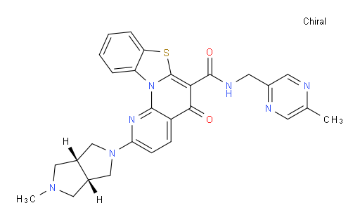 rel-2-[(3aR,6aS)-Hexahydro-5-methylpyrrolo[3,4-c]pyrrol-2(1H)-yl]-N-[(5-methyl-2-pyrazinyl)methyl]-5-oxo-5H-benzothiazolo[3,2-a][1,8]naphthyridine-6-carboxamide (ACI)