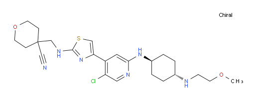 4-[[[4-[5-Chloro-2-[[trans-4-[(2-methoxyethyl)amino]cyclohexyl]amino]-4-pyridinyl]-2-thiazolyl]amino]methyl]tetrahydro-2H-pyran-4-carbonitrile (ACI)