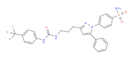 4-(5-phenyl-3-(3-(3-(4-(trifluoromethyl)phenyl)ureido)propyl)-1H-pyrazol-1-yl)benzenesulfonamide