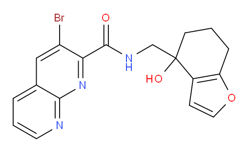 3-bromo-N-((4-hydroxy-4,5,6,7-tetrahydrobenzofuran-4-yl)methyl)-1,8-naphthyridine-2-carboxamide