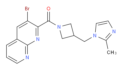(3-bromo-1,8-naphthyridin-2-yl)(3-((2-methyl-1H-imidazol-1-yl)methyl)azetidin-1-yl)methanone