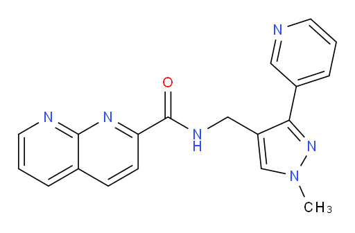 N-((1-methyl-3-(pyridin-3-yl)-1H-pyrazol-4-yl)methyl)-1,8-naphthyridine-2-carboxamide