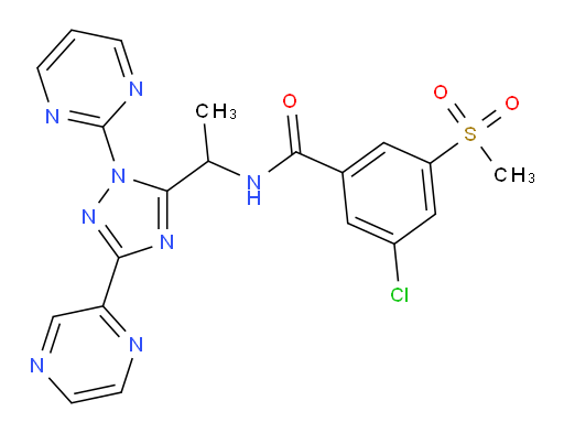 3-chloro-5-(methylsulfonyl)-N-(1-(3-(pyrazin-2-yl)-1-(pyrimidin-2-yl)-1H-1,2,4-triazol-5-yl)ethyl)benzamide