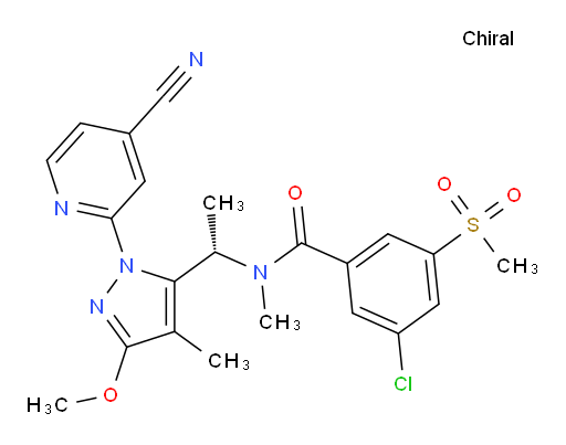 (S)-3-chloro-N-(1-(1-(4-cyanopyridin-2-yl)-3-methoxy-4-methyl-1H-pyrazol-5-yl)ethyl)-N-methyl-5-(methylsulfonyl)benzamide