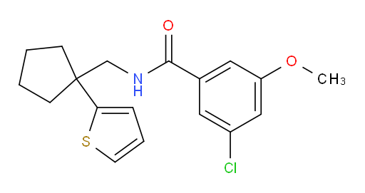 3-chloro-5-methoxy-N-((1-(thiophen-2-yl)cyclopentyl)methyl)benzamide