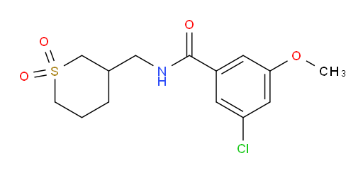 3-chloro-N-((1,1-dioxidotetrahydro-2H-thiopyran-3-yl)methyl)-5-methoxybenzamide