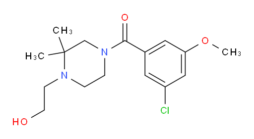 (3-chloro-5-methoxyphenyl)(4-(2-hydroxyethyl)-3,3-dimethylpiperazin-1-yl)methanone