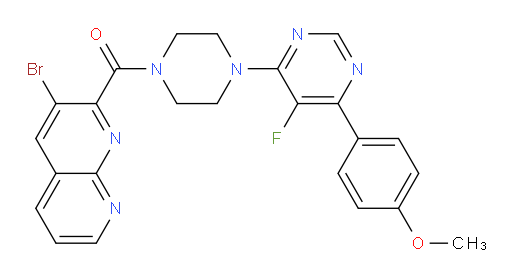(3-bromo-1,8-naphthyridin-2-yl)(4-(5-fluoro-6-(4-methoxyphenyl)pyrimidin-4-yl)piperazin-1-yl)methanone
