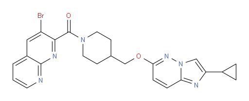 (3-bromo-1,8-naphthyridin-2-yl)(4-(((2-cyclopropylimidazo[1,2-b]pyridazin-6-yl)oxy)methyl)piperidin-1-yl)methanone