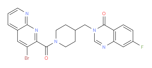3-((1-(3-bromo-1,8-naphthyridine-2-carbonyl)piperidin-4-yl)methyl)-7-fluoroquinazolin-4(3H)-one