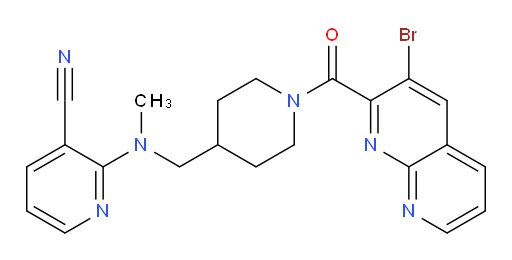 2-(((1-(3-bromo-1,8-naphthyridine-2-carbonyl)piperidin-4-yl)methyl)(methyl)amino)nicotinonitrile