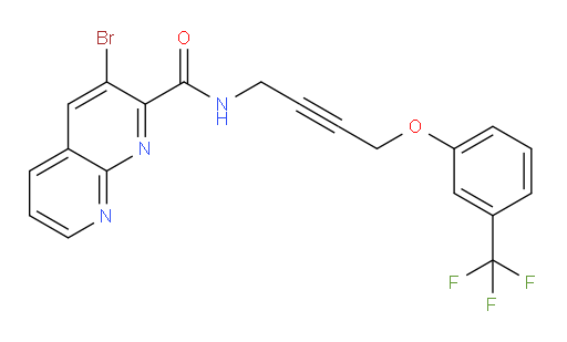 3-bromo-N-(4-(3-(trifluoromethyl)phenoxy)but-2-yn-1-yl)-1,8-naphthyridine-2-carboxamide