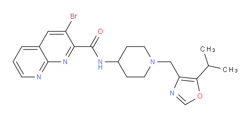 3-bromo-N-(1-((5-isopropyloxazol-4-yl)methyl)piperidin-4-yl)-1,8-naphthyridine-2-carboxamide