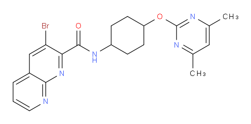 3-bromo-N-(4-((4,6-dimethylpyrimidin-2-yl)oxy)cyclohexyl)-1,8-naphthyridine-2-carboxamide